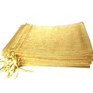 15 4”X6” gold organza drawstring bags